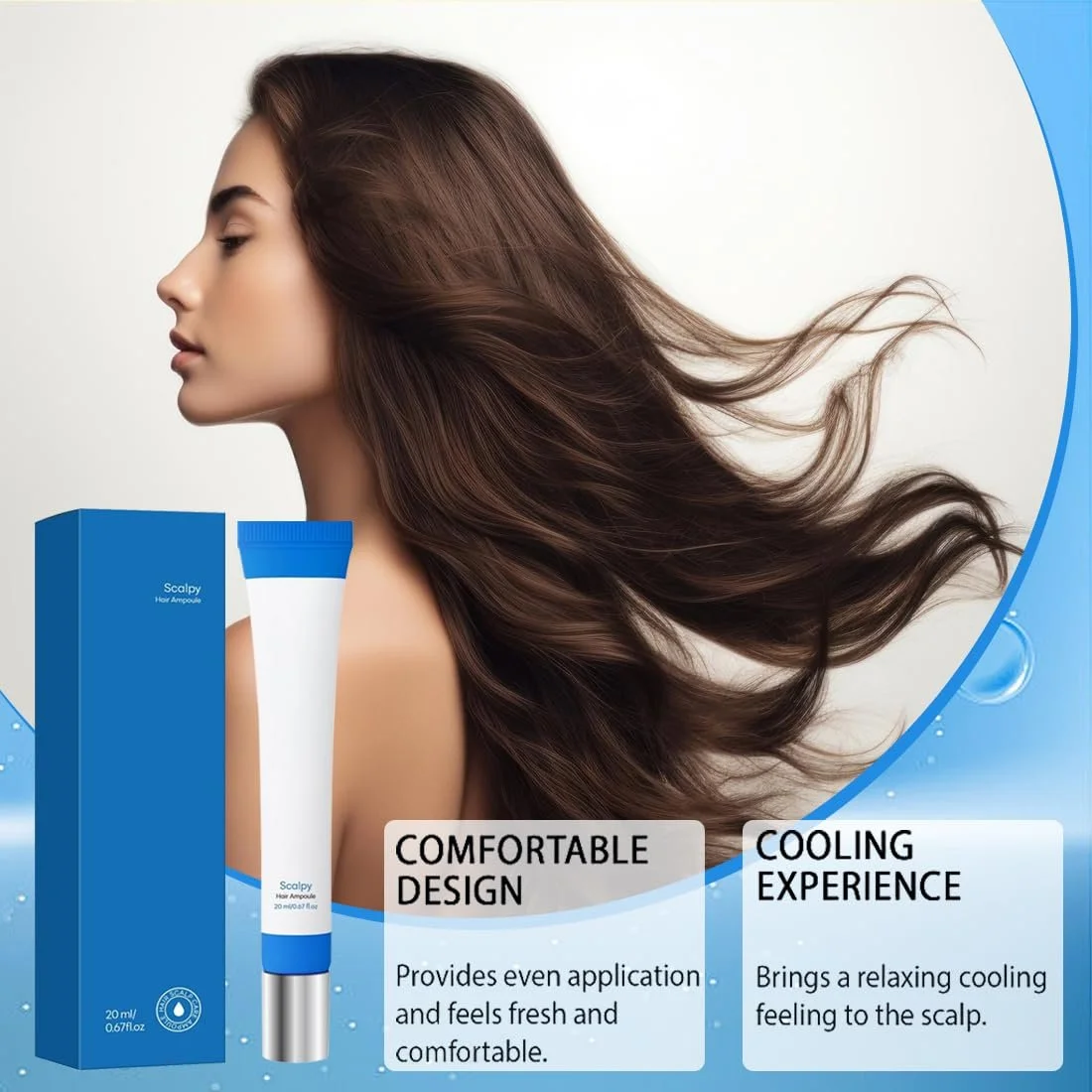 Ампула для волосся охолоджуюча, 2 шт. Сироватка для волосся з роликовим аплікатором, фото №7