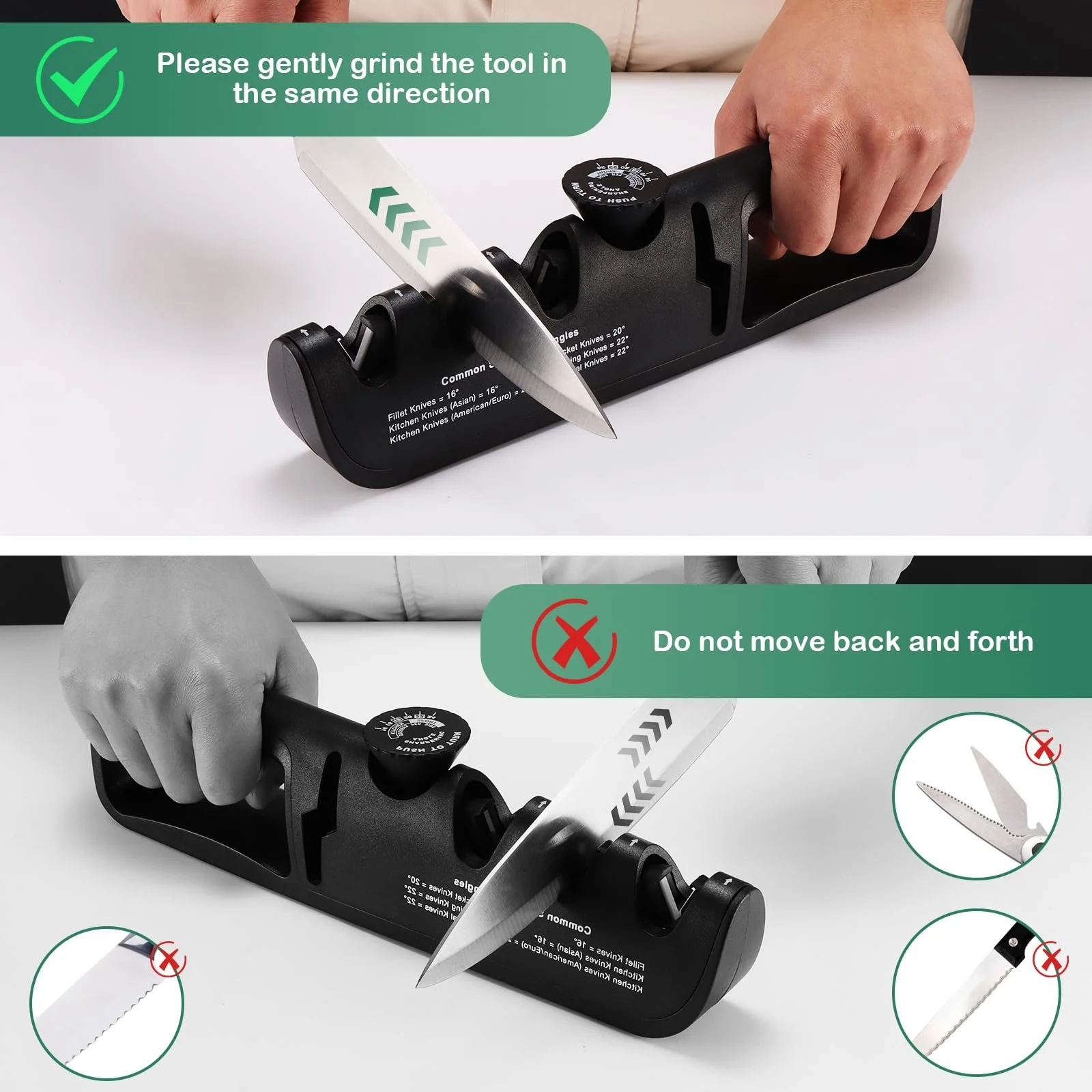 Ручне точило для ножів 4 в 1 Професійне з регульованим кутом, фото №8