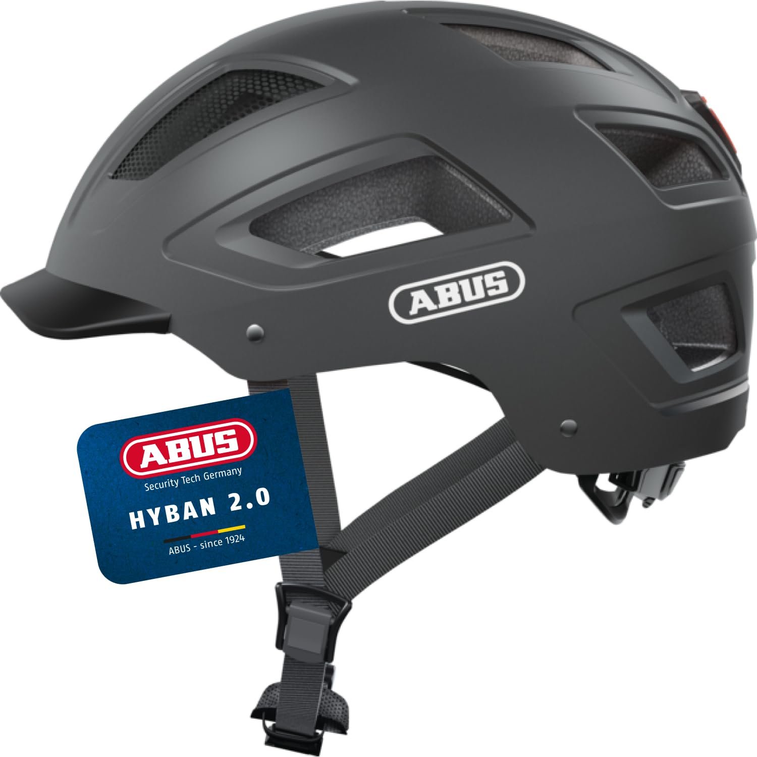 Шлем ABUS Hyban 2.0 City, ABS, со светодиодным задним фонарем, Titanium, XL (58-63 см), фото №1