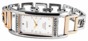 Часы женские Akzent Металлический Ремешок Аналоговый Кварцевый Двухцветный SS8723000003, Серебристый Розовое Золото, Браслет synthetic.ua - Фото 1