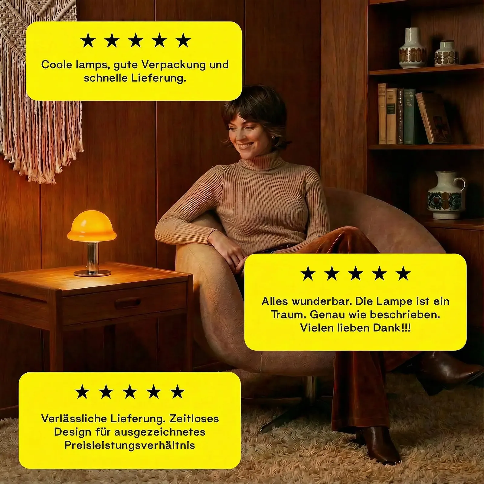 Настольная лампа Mushroom беспроводная LED с регулировкой яркости USB-C оранжевая, фото №7