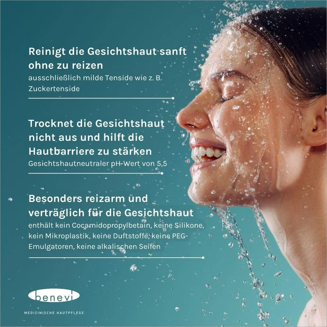 Засіб для вмивання Benevi Neutral для чутливої, подразненої, сухої шкіри 125 мл. М'які ПАР, pH 5.5. Також підходить для шкіри, схильної до розацеа або екземи, фото №3