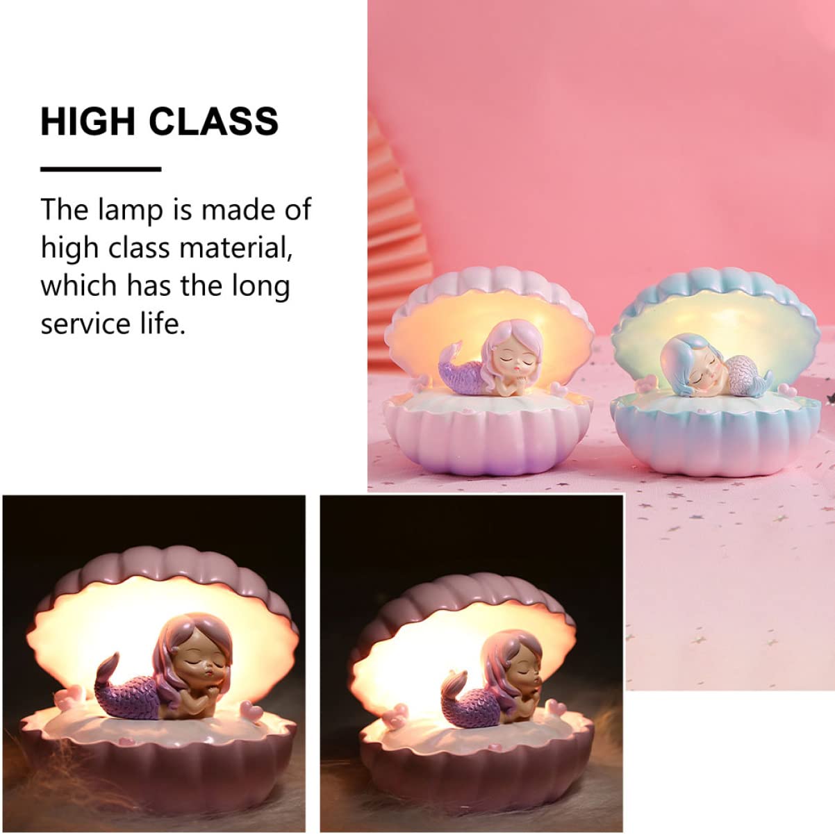 Лампа DOITOOL Mermaid Night Light LED Resin Shell, фото №6