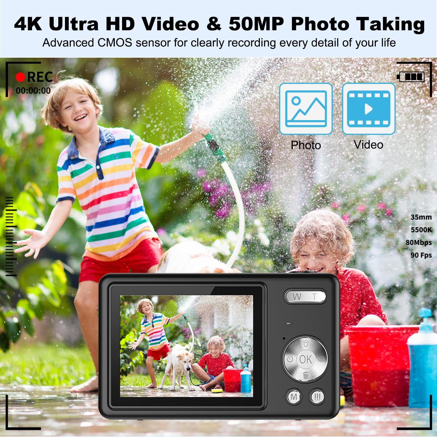 Цифрова камера UHD 4K 50MP 16X Digital Zoom 32GB SD Чорна, фото №2