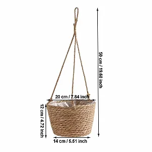 Підвісний плетений кошик для кашпо макраме бавовняна мотузка synthetic.ua - Фото 1