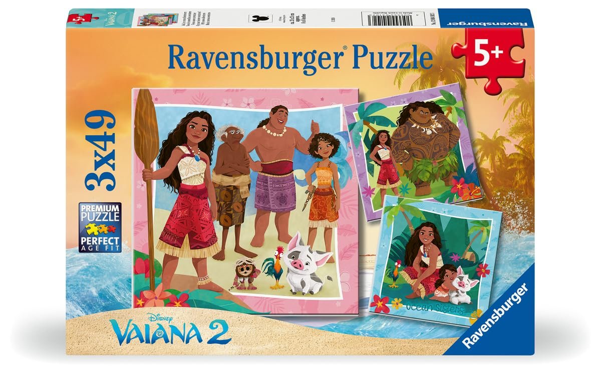 Пазл Ravensburger Moana 2 On to New Adventures 12004102 3 x 49 элементов, фото №1 Пазл Ravensburger Moana 2 On to New Adventures 12004102 3 x 49 элементов, фото №1