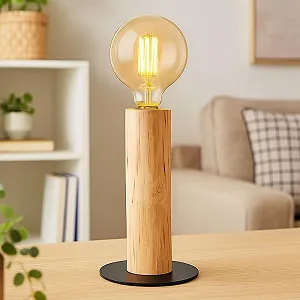 Настільна лампа Метал Дерево з вимикачем 30 см Чорний synthetic.ua - Фото 1