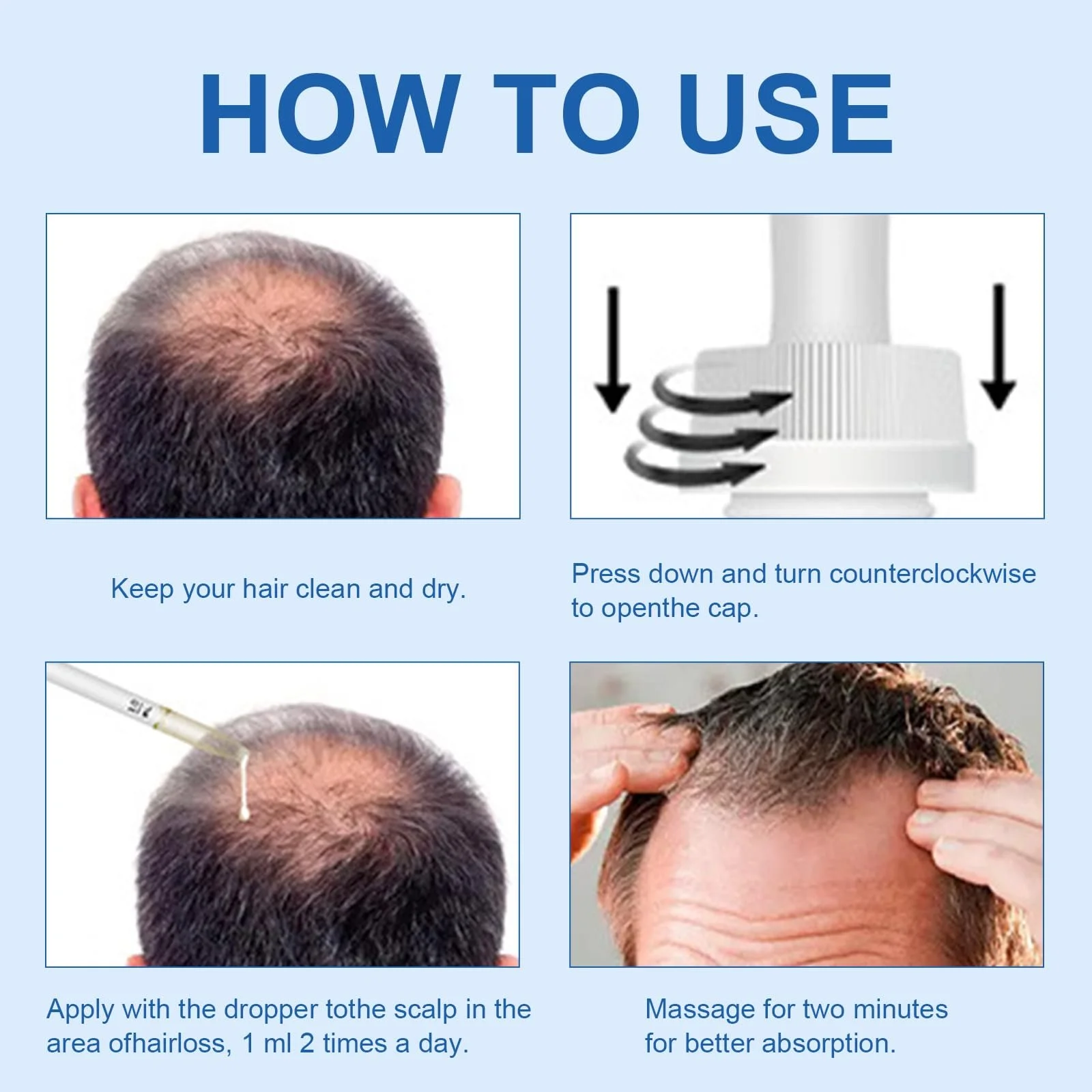 Сироватка для росту волосся 60 мл, Засіб для росту волосся для жінок та чоловіків, фото №2