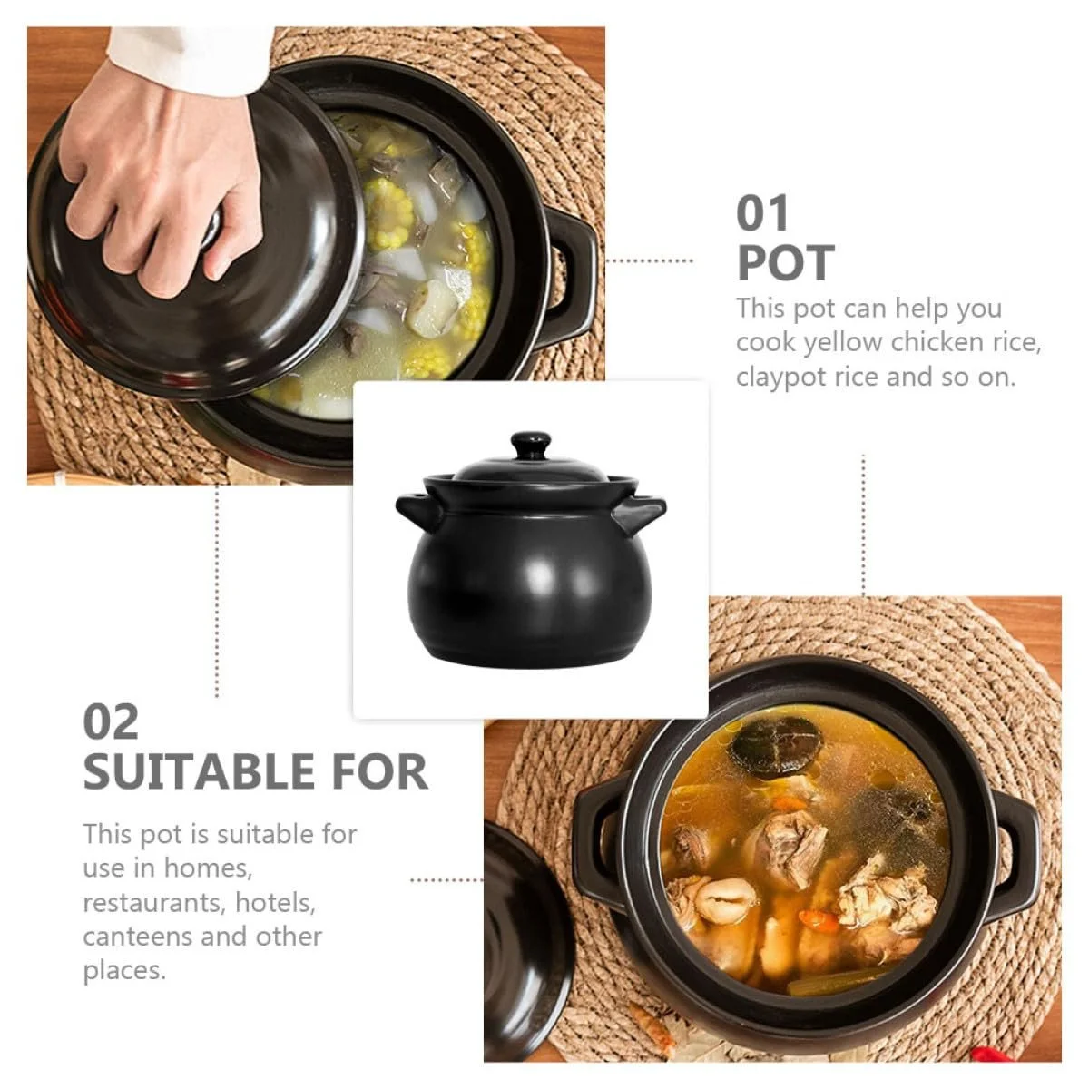 Мини-кастрюля VANZACK Керамическая Термостойкая Черный для риса и детского питания, фото №4 Мини-кастрюля VANZACK Керамическая Термостойкая Черный для риса и детского питания, фото №4