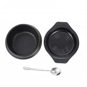 Каменный горшок с подносом и ложкой VANZACK керамический для духовки жаростойкий - Фото 1