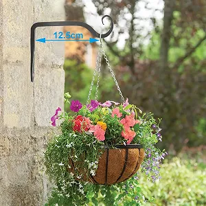 Кронштейн для підвісного кошика Подовжена версія Набір 2 шт. 15 x 10 см Залізний Чорний synthetic.ua - Фото 1