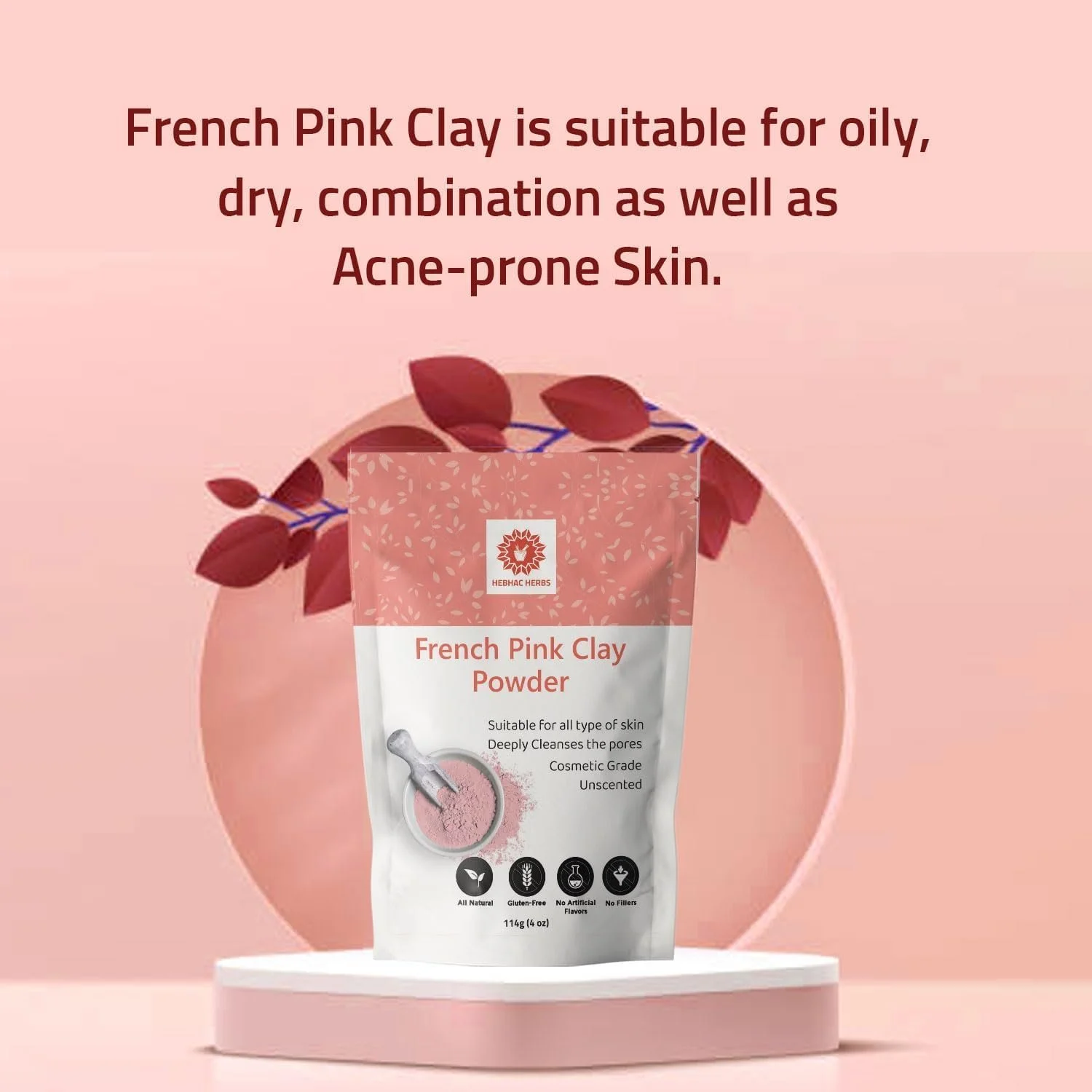 Французька рожева глина порошок, фото №2 Французька рожева глина порошок, фото №2