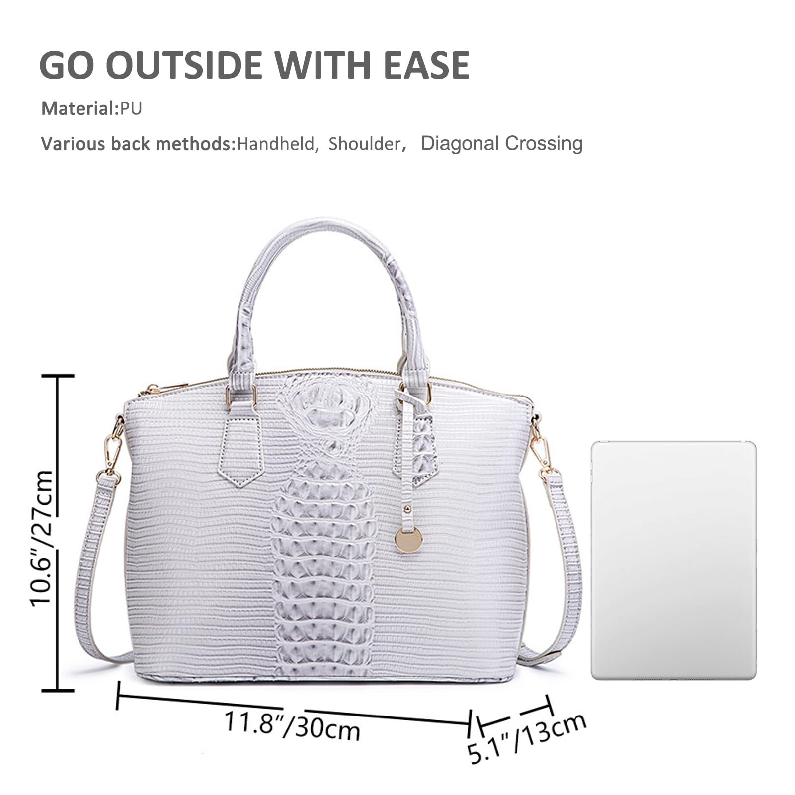 Сумка Жіноча NICOLE & DORIS Середня Крокодиляча Шкіряна Лакована Сумка Шопер для Офісу Подорожей, фото №6