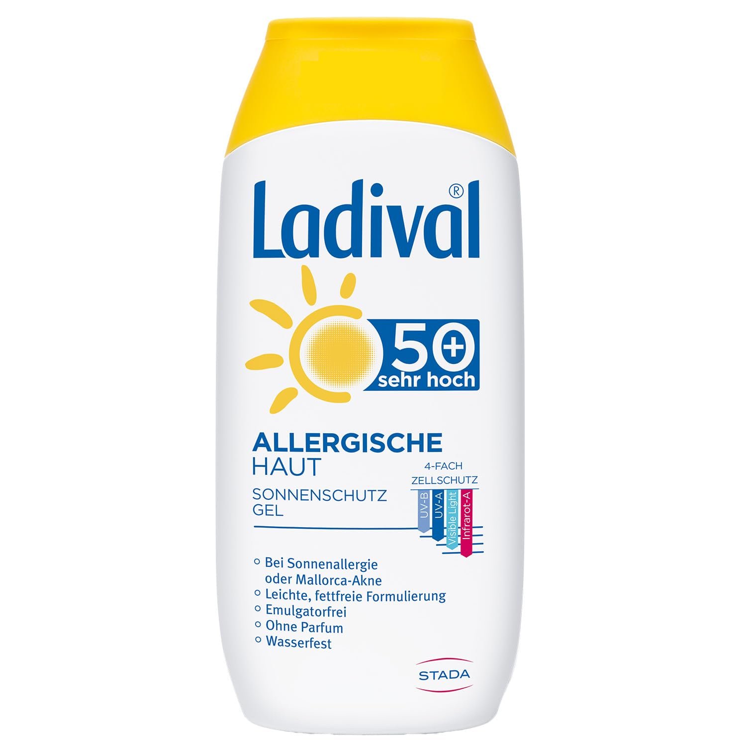 Солнцезащитный гель Ladival Allergic Skin SPF 50+ для аллергичной кожи, без отдушек, красителей и консервантов, водостойкий, 1 x 200 мл (1 шт. в упаковке), фото №1