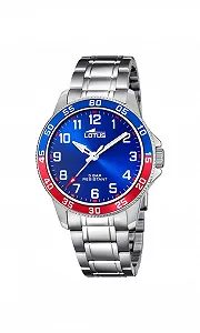 Часы LOTUS Junior Collection 18786/1, корпус 36 мм, синий, со стальным ремешком, для кадетов - Фото 1