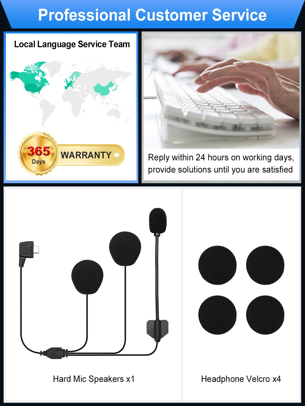 Гарнитура Moman H2 с динамиком и микрофоном Интерком для мотоциклистов, фото №5