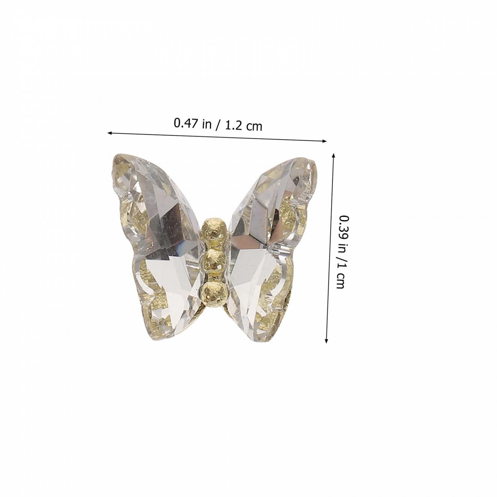 Украшение для ногтей Бабочка Стразы для ногтей Бабочки Наклейки для ногтей Самодельные украшения для ногтей 3D Бабочки Кристально-белый, 10 штук, фото №3