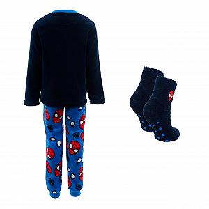 Пижама Marvel Spiderman для мальчиков, футболка и длинные штаны, 2 предмета, флисовая synthetic.ua - Фото 1