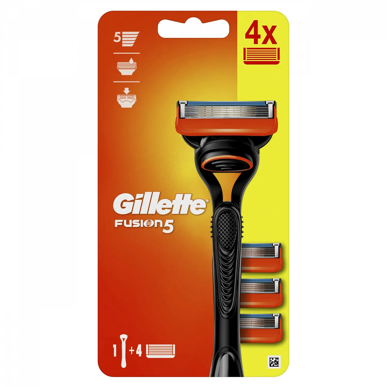 Бритва Gillette Fusion5 + 4 сменные кассеты 5 лезвий Черный, фото №1