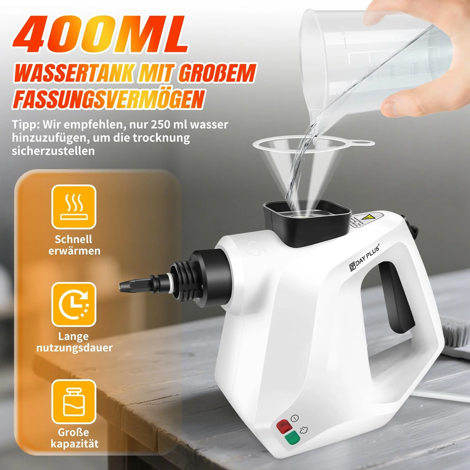 Пароочиститель высокого давления 3800 W 400 ml 7 аксессуаров IPX4 для автомобиля и дома, фото №3 Пароочиститель высокого давления 3800 W 400 ml 7 аксессуаров IPX4 для автомобиля и дома, фото №3