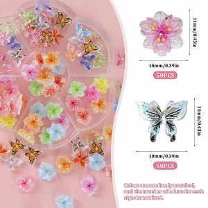 Квіти + Метелики 3D, Набір для літнього манікюру, 50 шт Квіти + 50 шт Метелики synthetic.ua - Фото 1