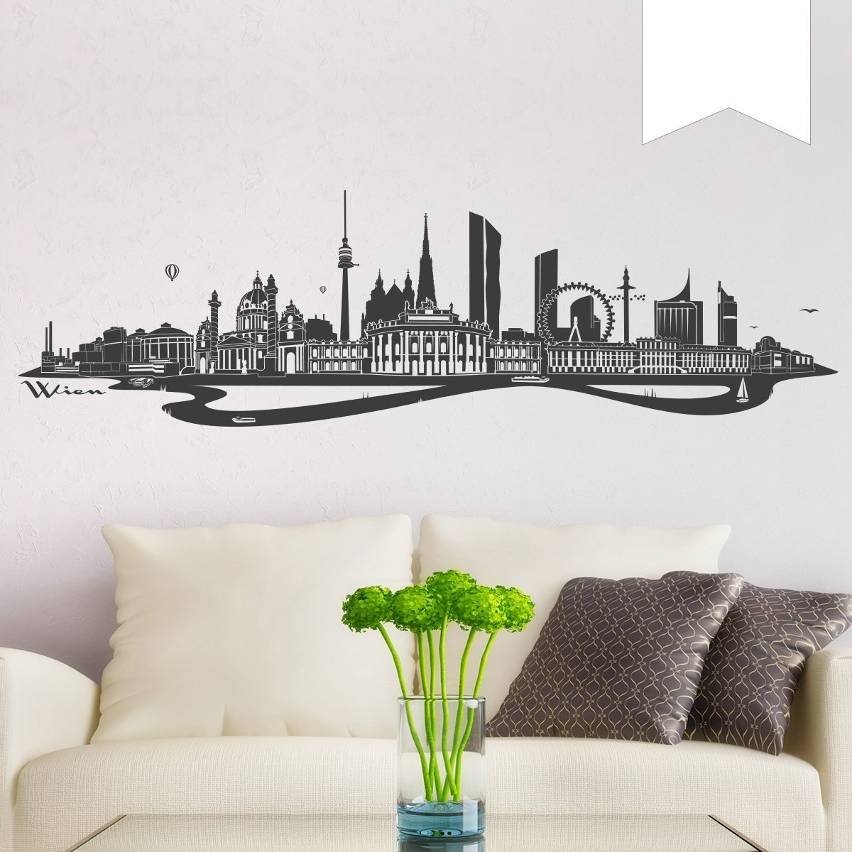 Наклейка на стіну Wandkings Vienna Skyline 100 x 28 см Біла, фото №1