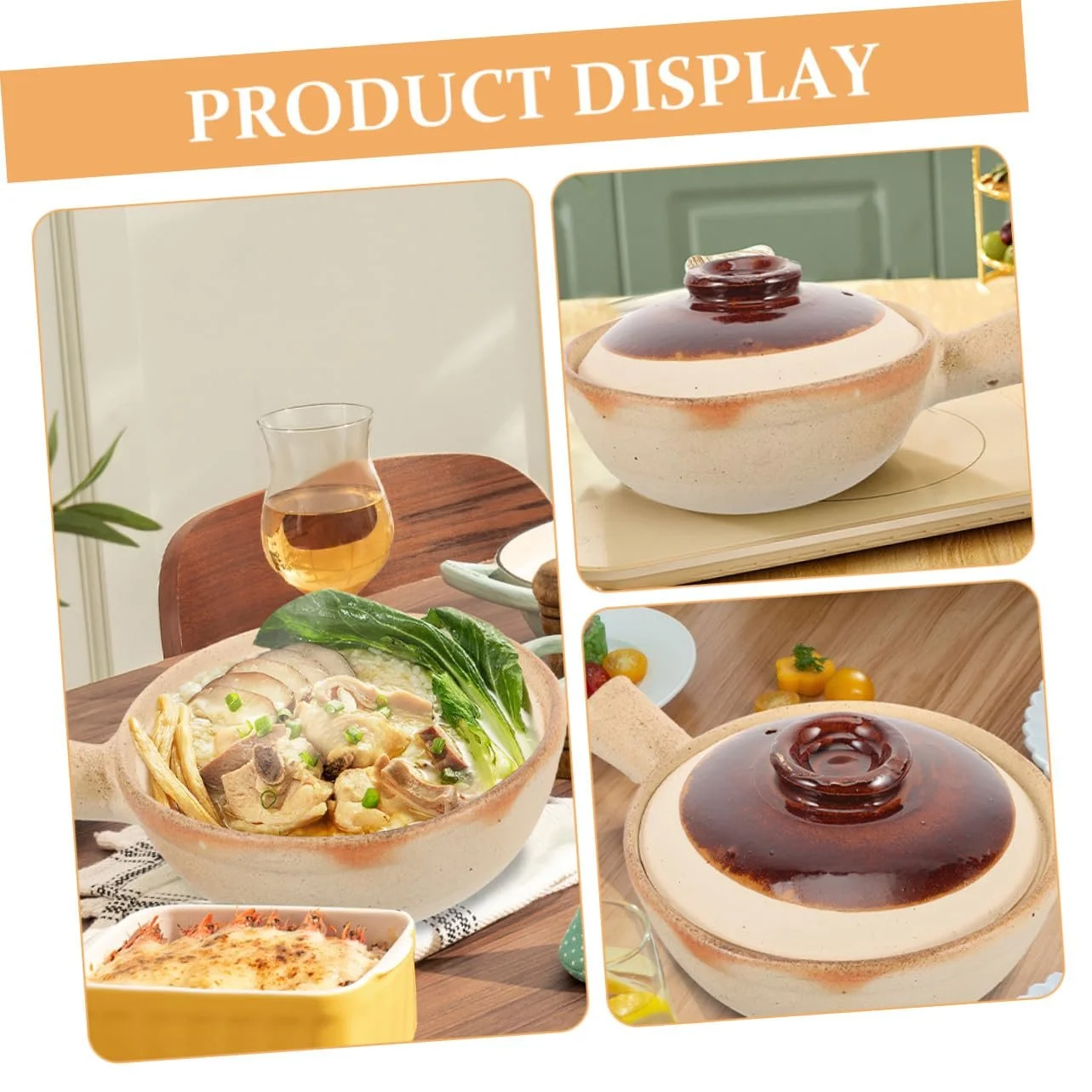 Керамічний Ківш Veemoon з кришкою для супу та тушкування Термостійкий, фото №7