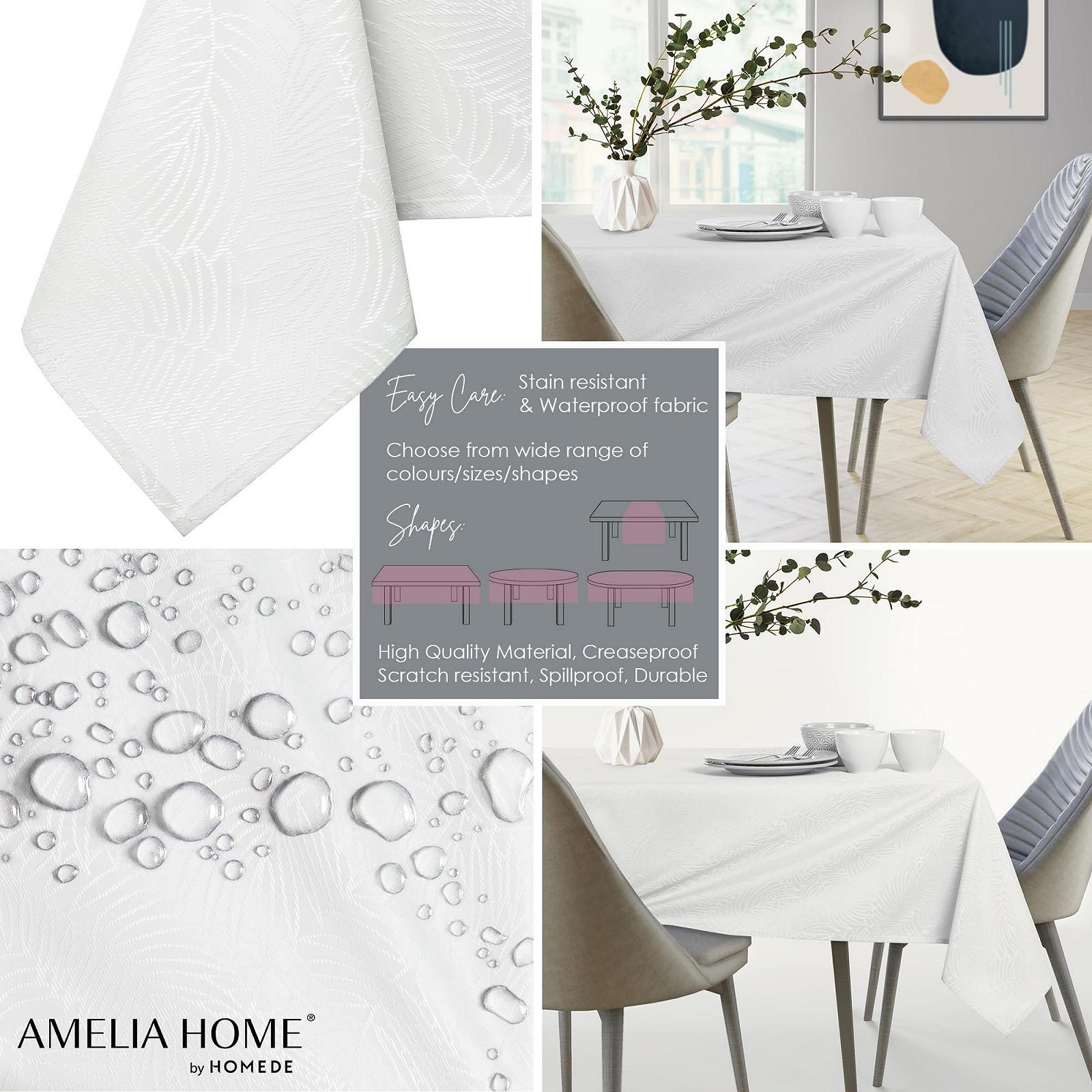 Скатертина AmeliaHome Gaia 140 x 500 см ефект лотоса водовідштовхувальна біла, фото №2