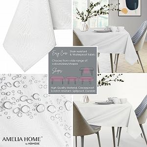 Скатертина AmeliaHome Gaia 140 x 500 см ефект лотоса водовідштовхувальна біла synthetic.ua - Фото 1
