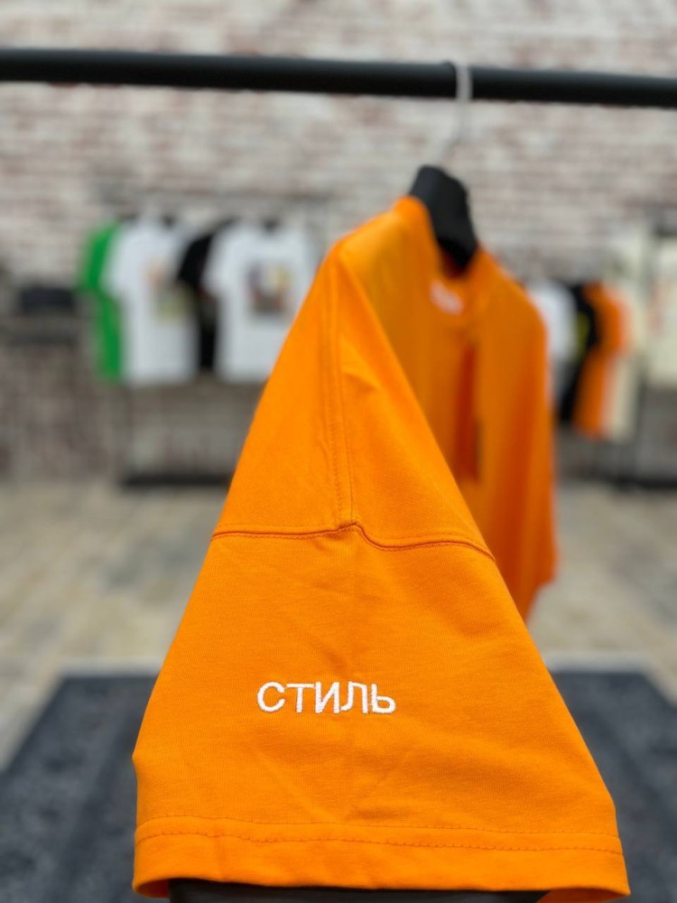 Футболка Heron Preston Стиль оранжевая f572, фото №5