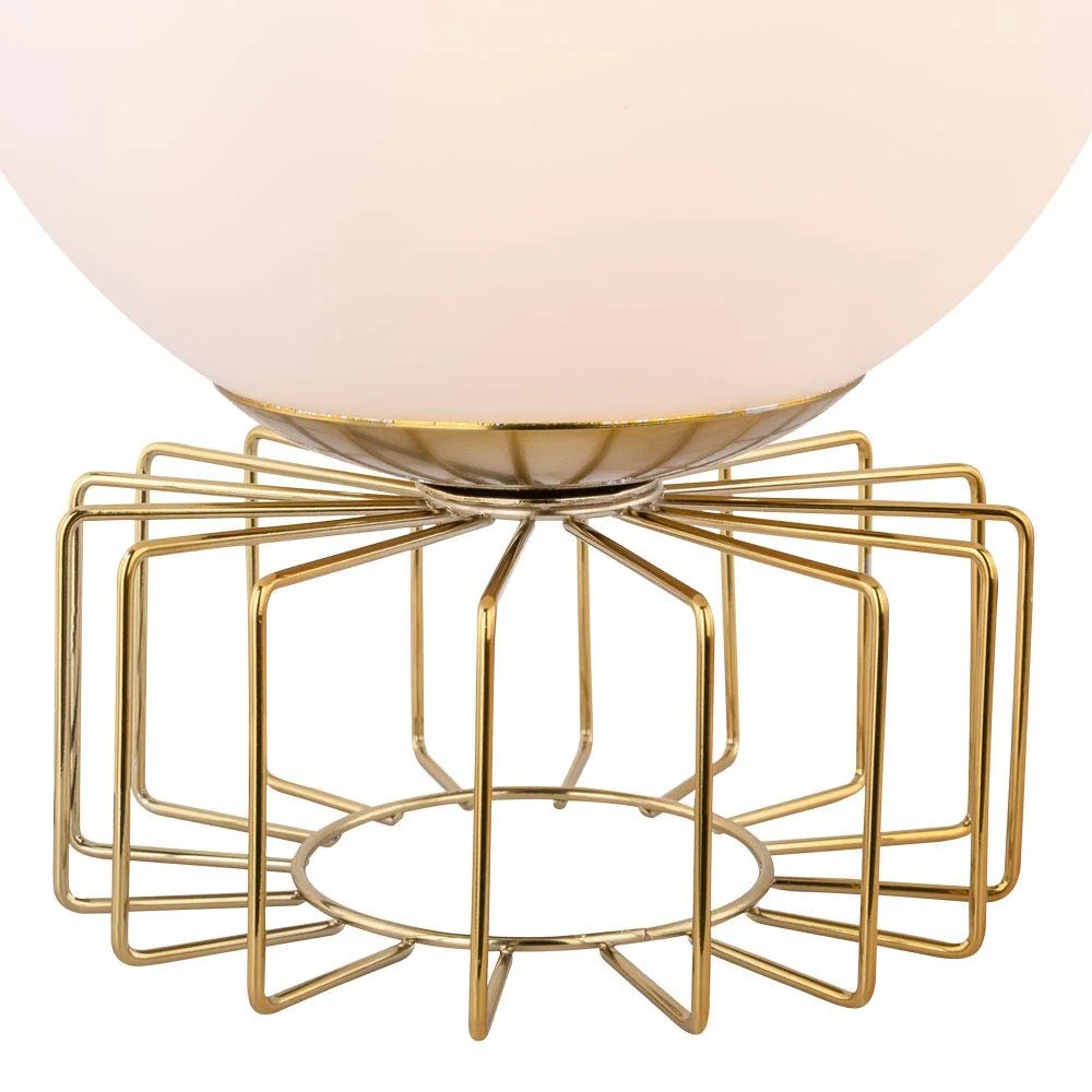 Настільна лампа etc-shop 15 см латунь метал скло опал, фото №5