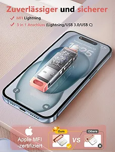 USB-флеш-накопичувач 512GB MFi Certified USB 3.0 Lightning 3-in-1 Pink synthetic.ua - Фото 1