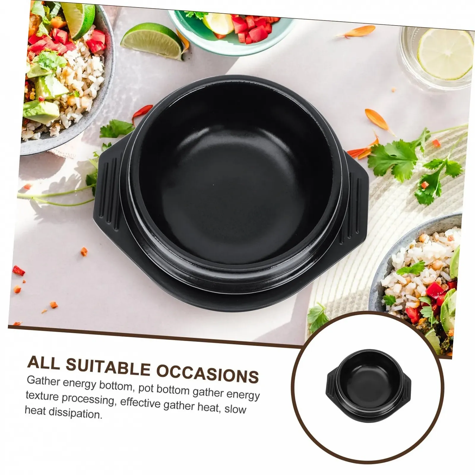 Кастрюля керамическая с подставкой термостойкая для бибимбапа, фото №4