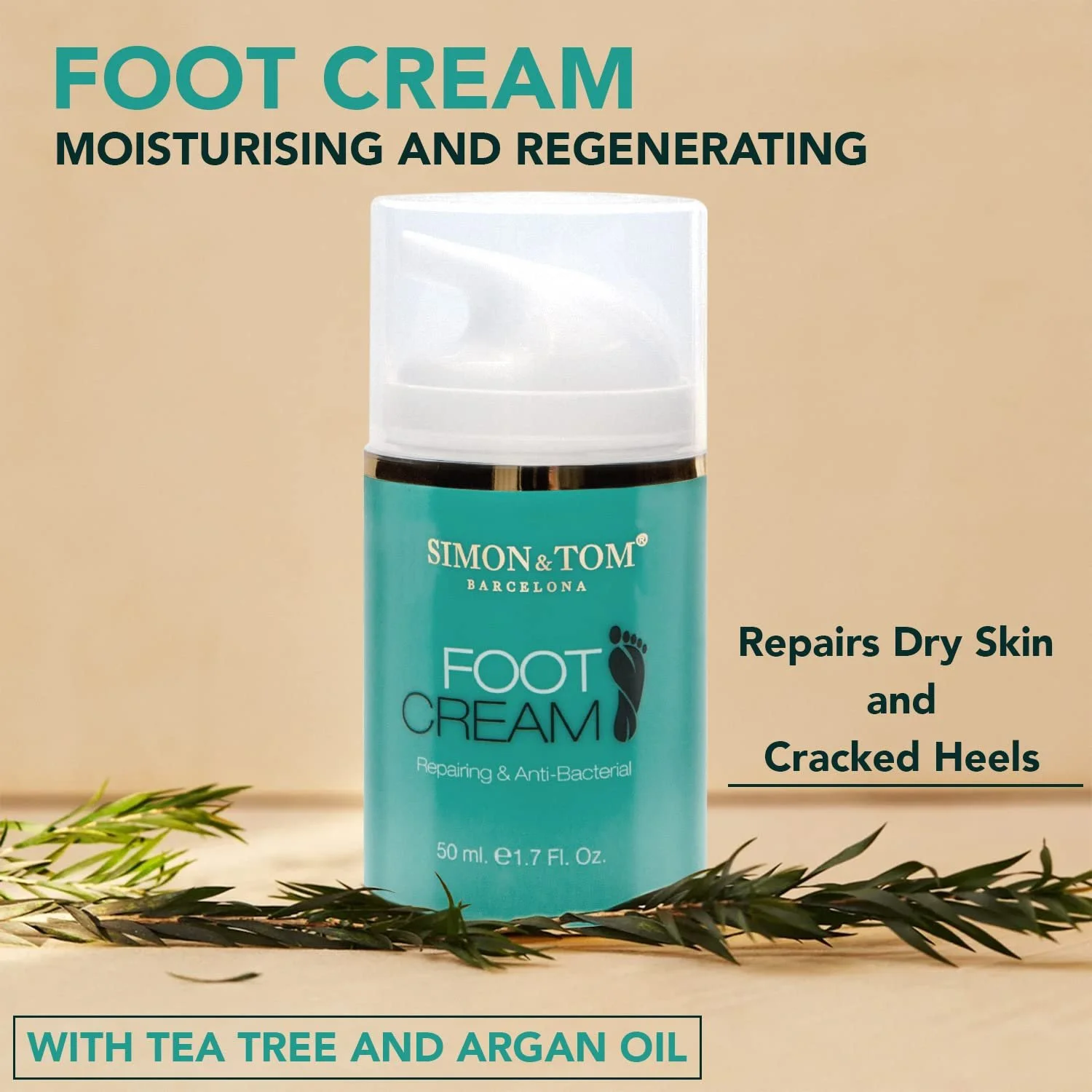 Крем для ног Simon&Tom с аргановым маслом и маслом чайного дерева антибактериальный 50 мл, фото №2 Крем для ног Simon&Tom с аргановым маслом и маслом чайного дерева антибактериальный 50 мл, фото №2