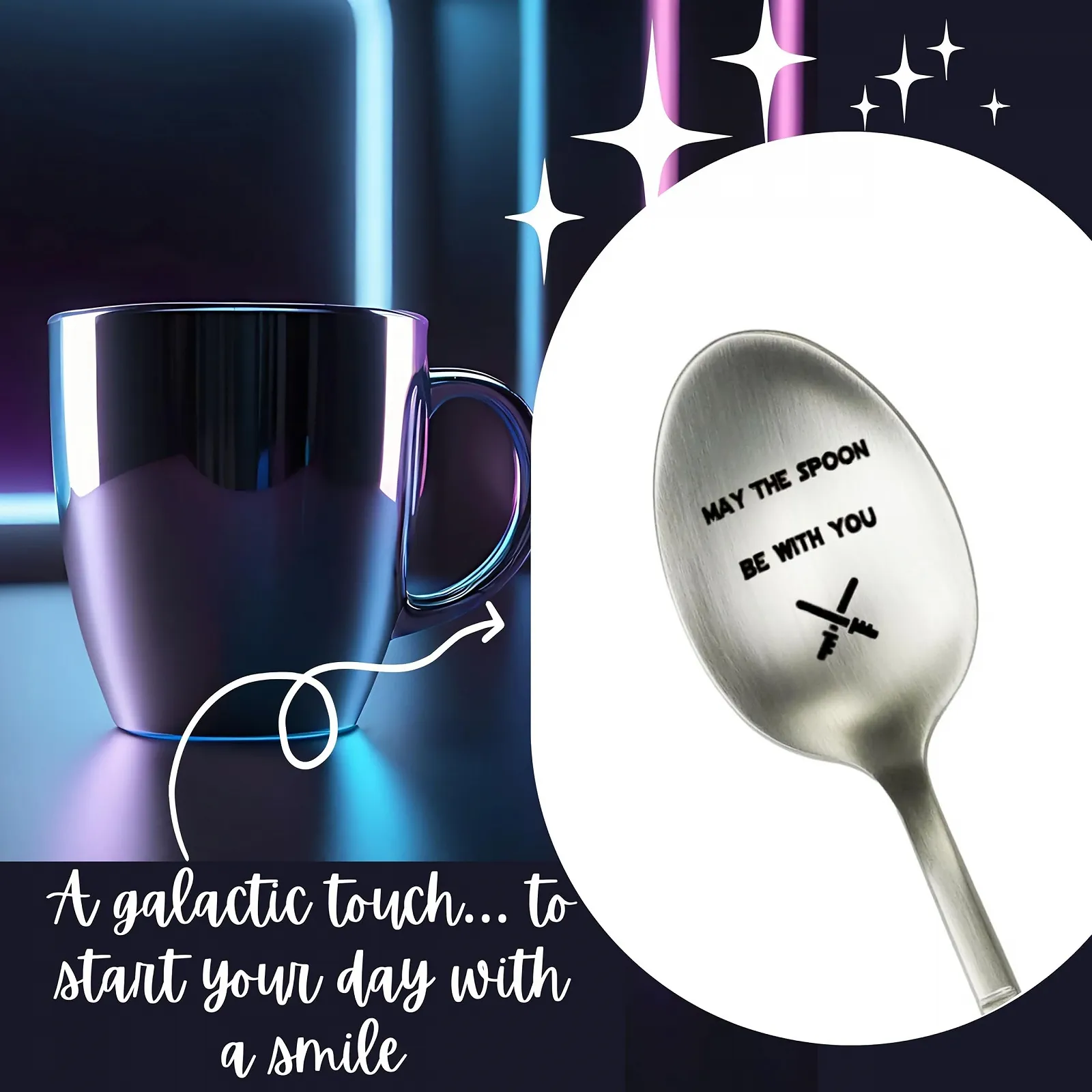 Ложка для кави та десертів 18/10 нержавіюча сталь з лазерним гравіюванням, фото №2