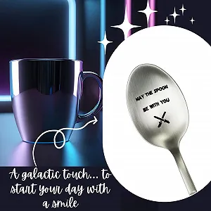 Ложка для кофе и десертов 18/10 нержавеющая сталь с лазерной гравировкой Да пребудет с тобой ложка | Оригинальный подарок для гиков, кухонные аксессуары премиум-класса synthetic.ua - Фото 1
