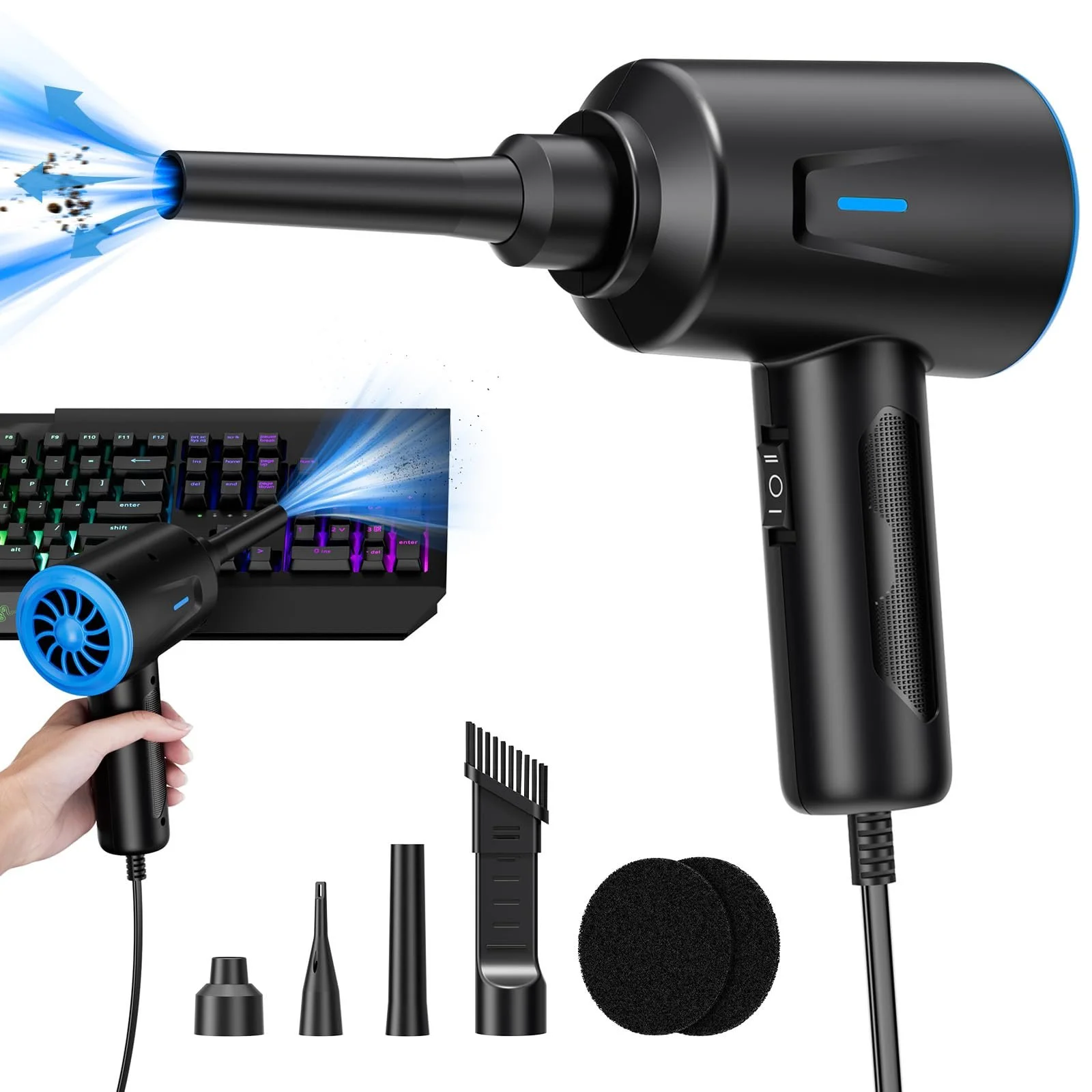 Електрична повітродувка Goweto 500 W 5.74 oz для ПК та офісу, фото №1