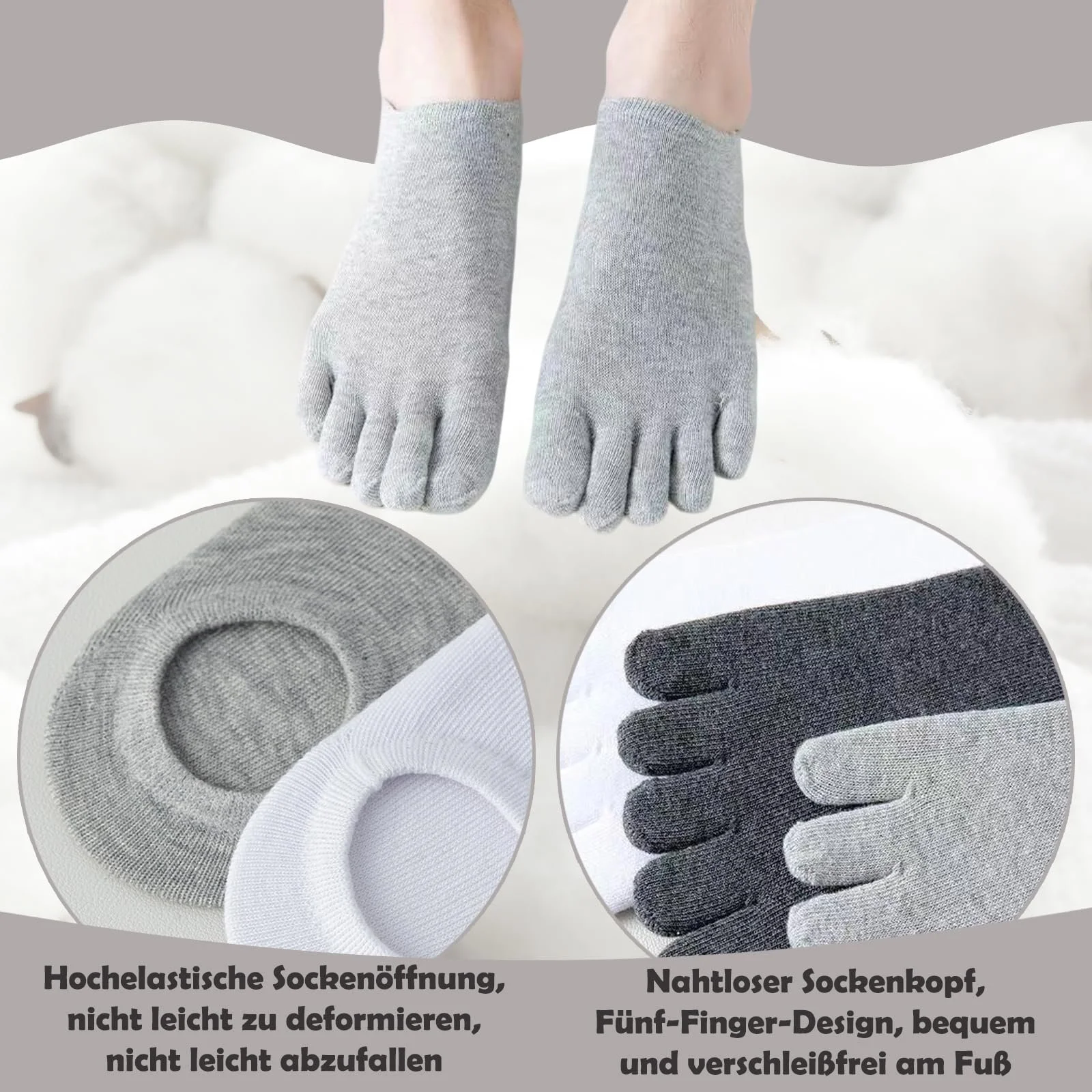 Шкарпетки з пальцями Без бренду, 6 пар, однотонні, жіночі, 39-40, фото №4 Шкарпетки з пальцями Без бренду, 6 пар, однотонні, жіночі, 39-40, фото №4