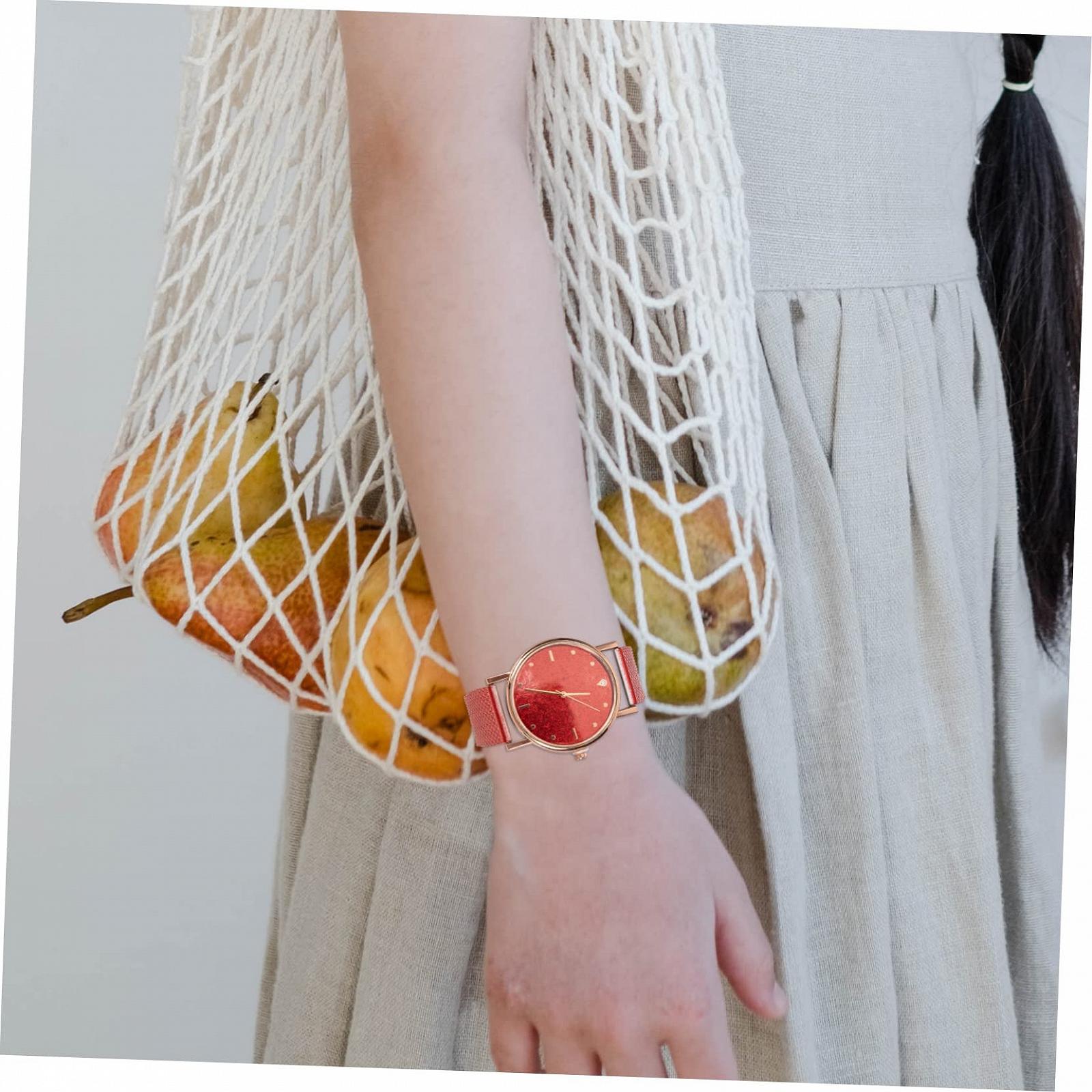 Кварцевые часы LIFKOME Детские часы для девочек Бриллиантовые часы Женские часы Ремешок для часов Наручный секундомер Часы для бизнеса Наручные часы Портативные Женские часы Нержавеющая сталь Красный, фото №9