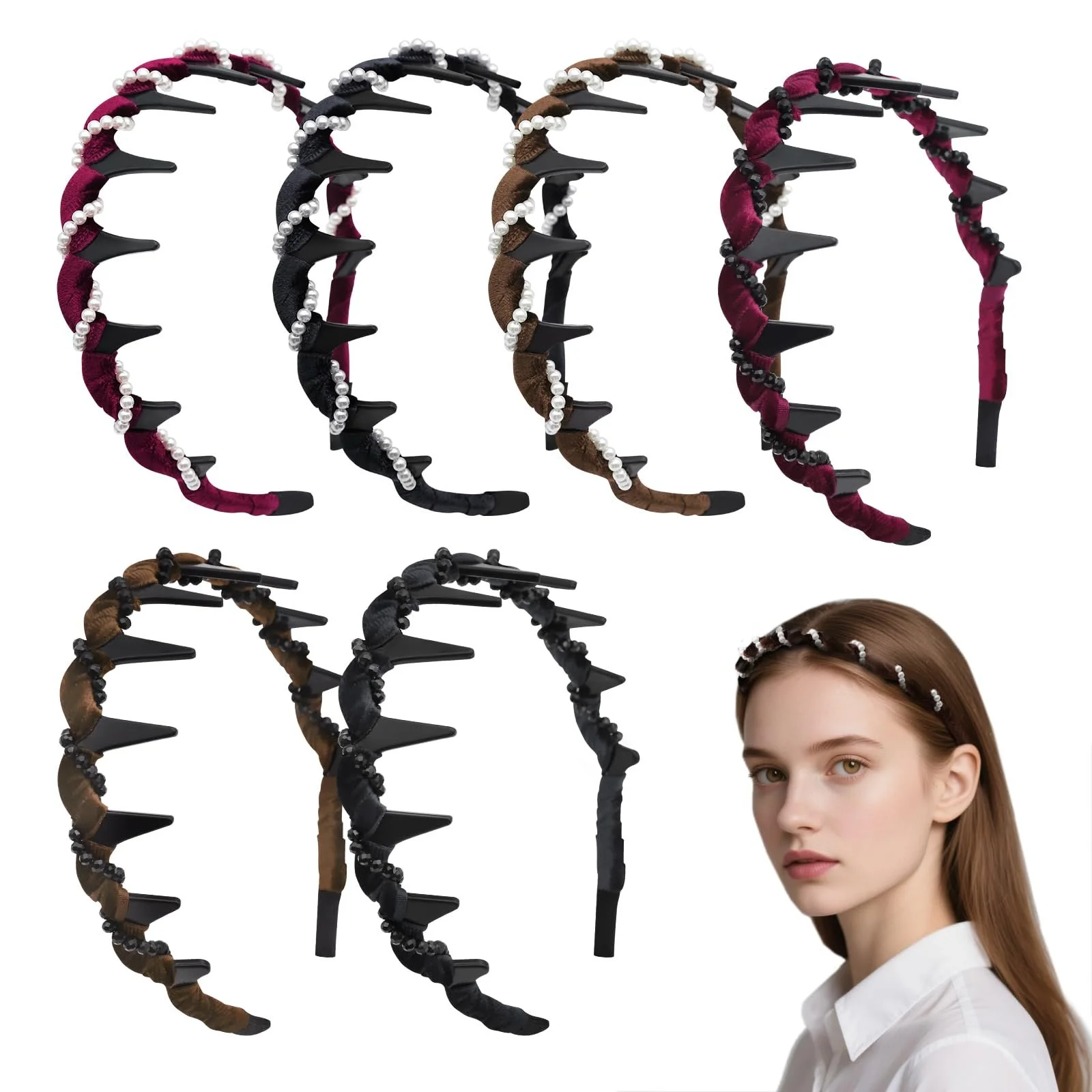 Вінтажна Обруч на голову зигзаг, набір 6 штук, фото №1