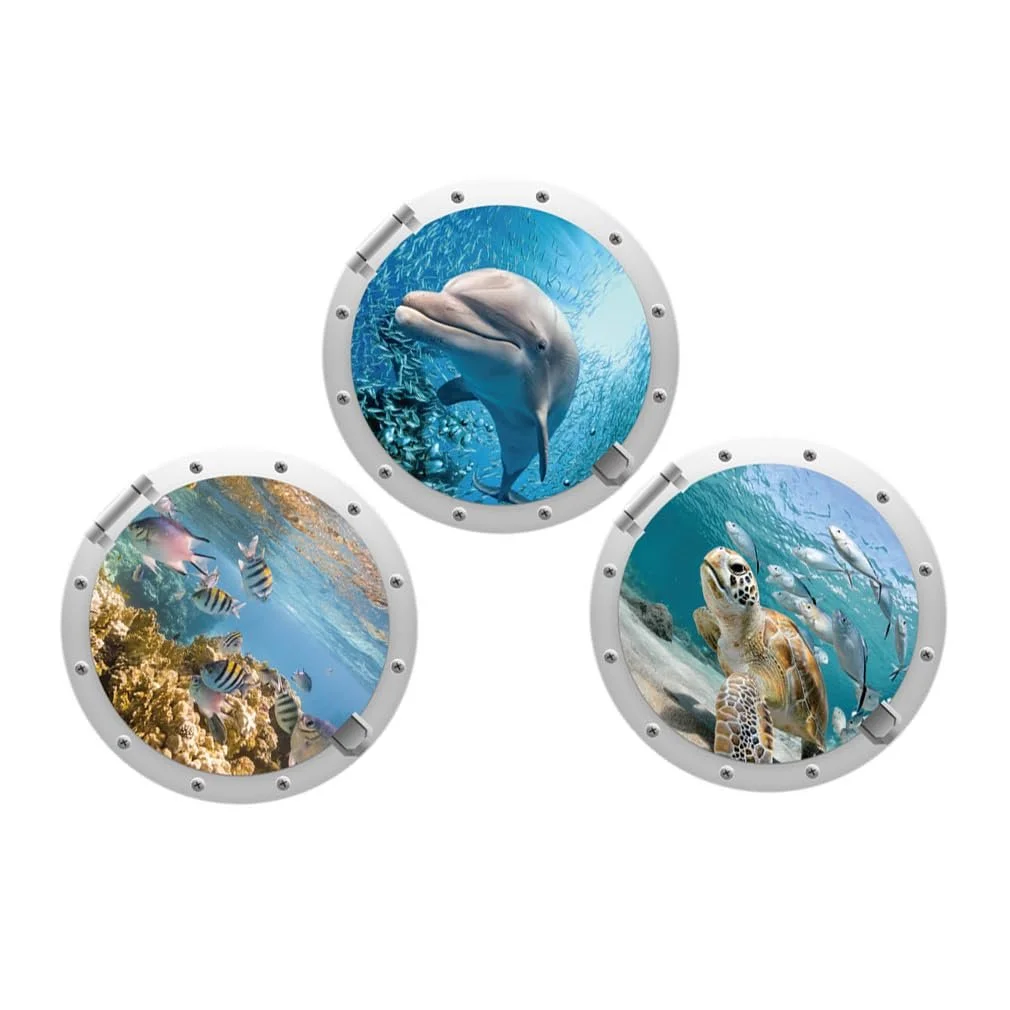 Наклейки на стіну 3D Underwater World Ілюмінатори 3 шт. 28.5 x 28.5 см 1#, фото №1