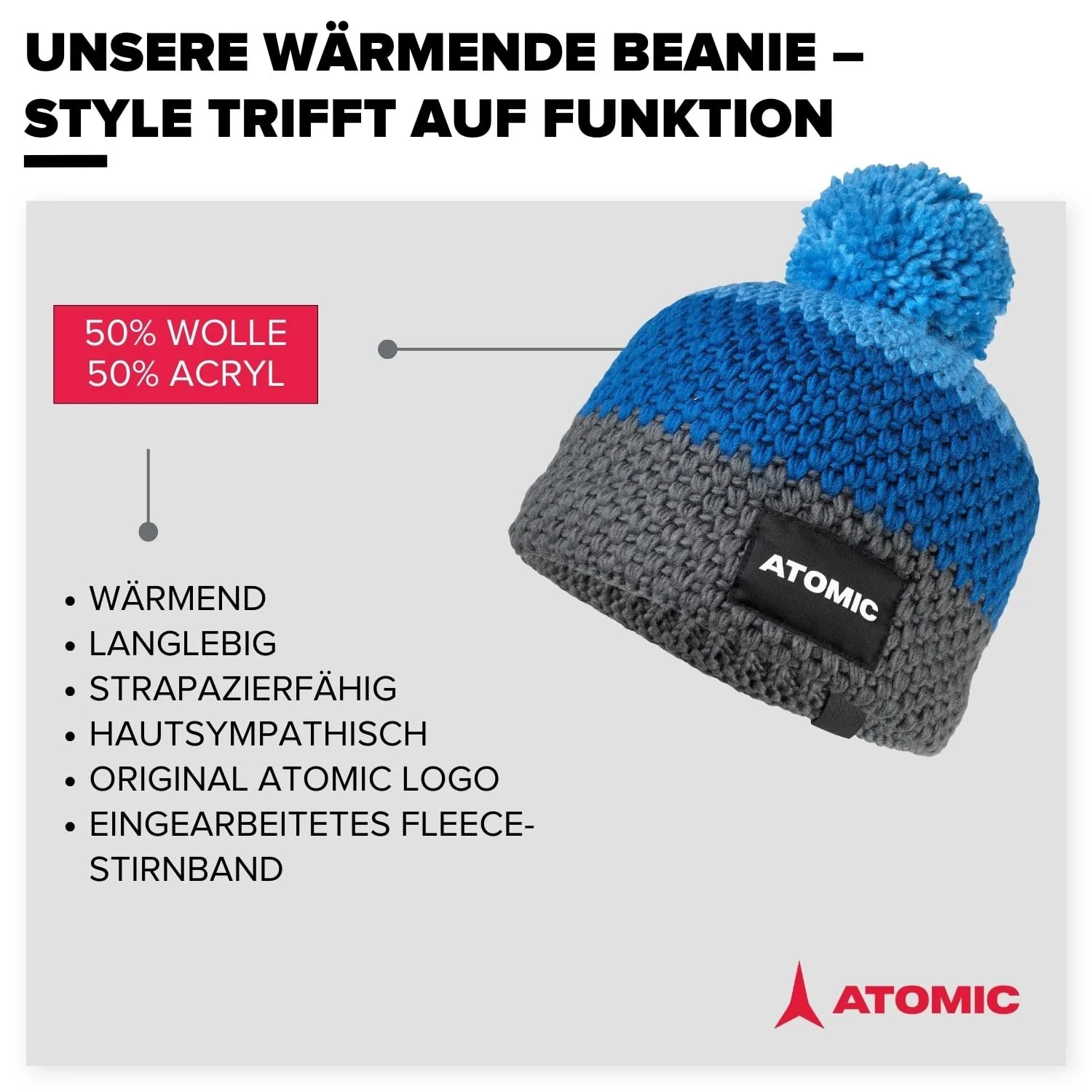 Шапка ATOMIC ALPS Детская Шапка Голубой / серый / светлый, фото №3