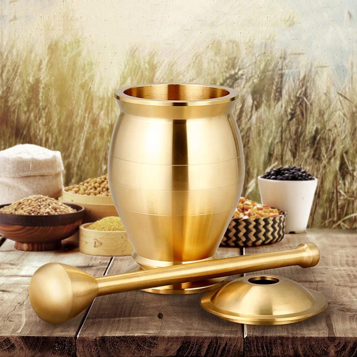 Ступка з товкачиком Brass Spice Mill Міцна Легка у очищенні, фото №5