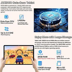 Планшет 10.1" JUEDUR R700 6+14/128Gb 8 ядер Android 14 6000 mAh Фіолетовий synthetic.ua - Фото 1