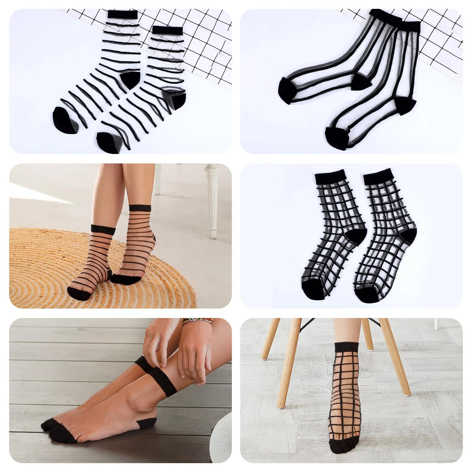 Шкарпетки з оборками Teaaha, 5 пар, прозорі, літні тонкі шкарпетки, фото №6