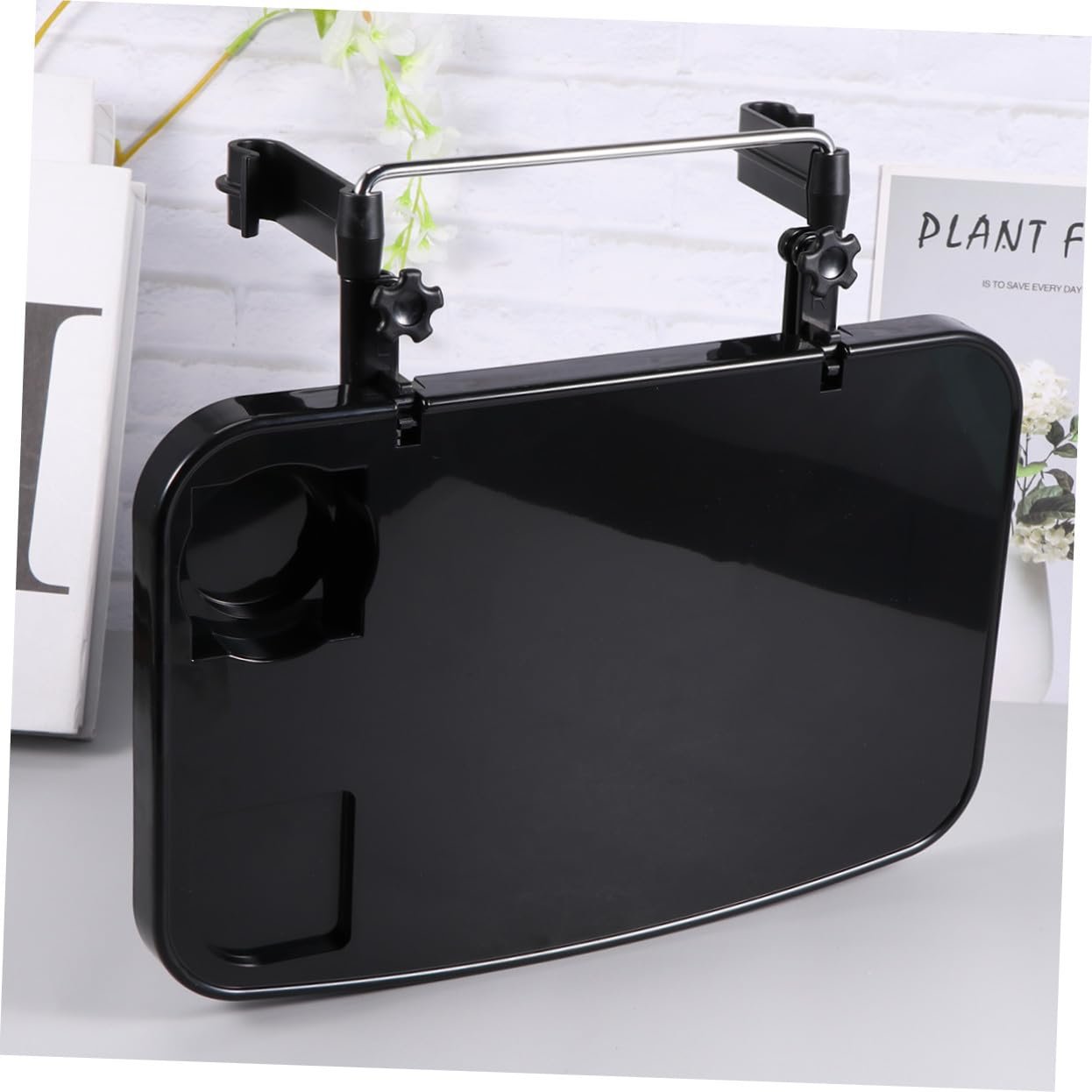 Автомобильный столик на руль, складной, с регулируемым углом наклона, многофункциональная подставка для ноутбука и поднос для еды, складной, подходит для заднего и переднего сиденья, прочный, черный, фото №5