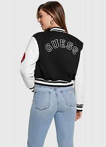 Женская куртка-бомбер GUESS - Укороченная Черно-белая - S synthetic.ua - Фото 1