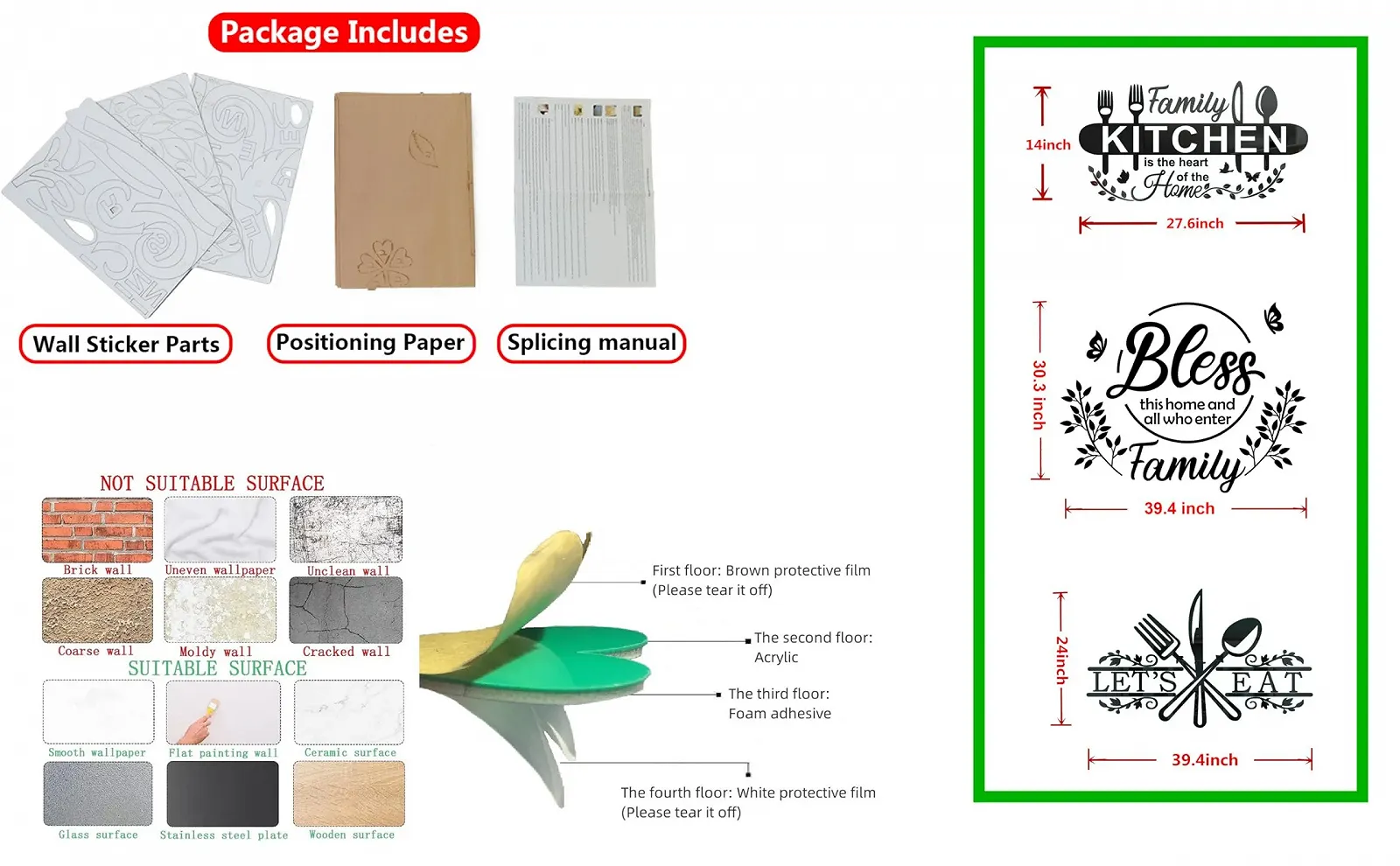 Наклейка на стіну 3D Kitchen самоклеюча 70 x 100 см Black, фото №7