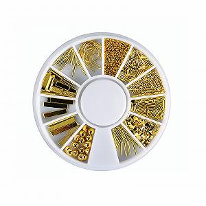 Стрази для нігтів 3D Металеві Стрази 12 комірок Зірки Місяць Заклепки Трикутник Різної статі - Фото 1