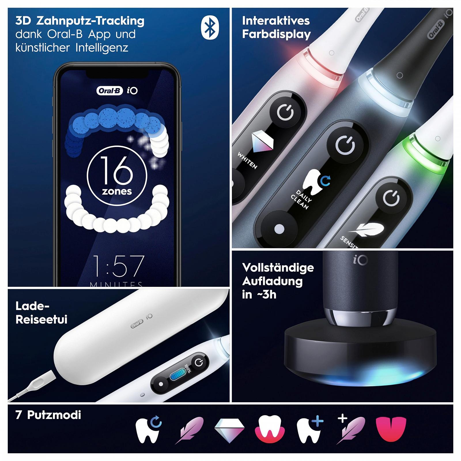 Зубная щетка электрическая Oral-B iO Series 9 Luxe Edition, 7 режимов чистки, магнитная технология и 3D-анализ, цветной дисплей, чехол для зарядки, Aqua Marine, фото №4